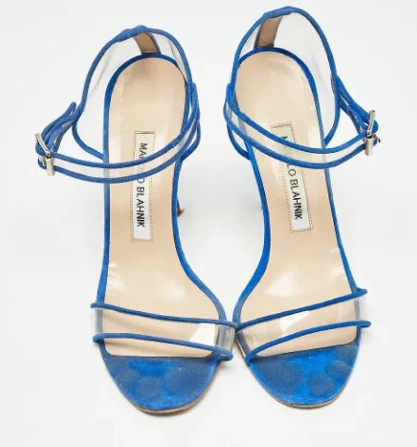 Manolo Blahnik Pre-owned Suede heels Blue Dames