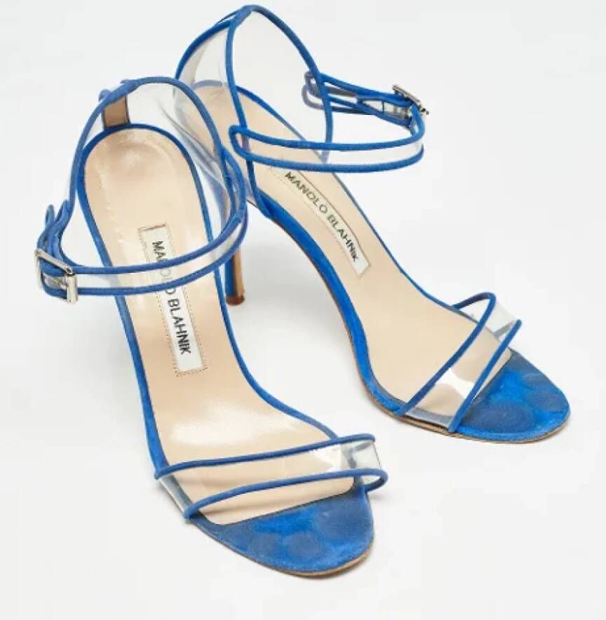 Manolo Blahnik Pre-owned Suede heels Blue Dames