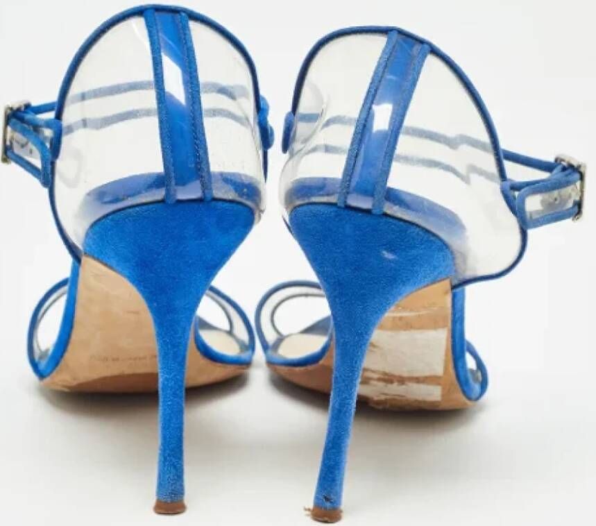 Manolo Blahnik Pre-owned Suede heels Blue Dames