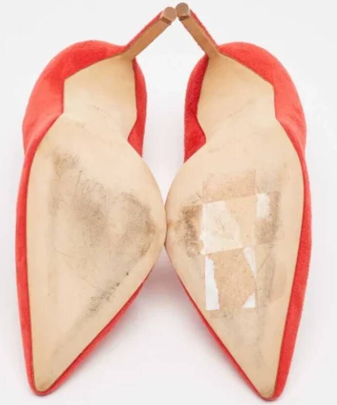 Manolo Blahnik Pre-owned Suede heels Red Dames