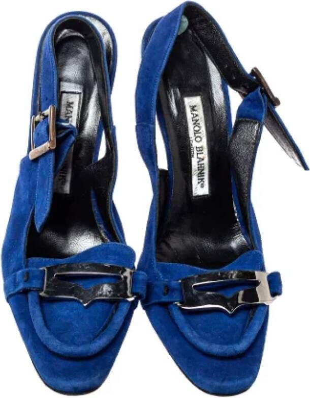 Manolo Blahnik Pre-owned Suede sandals Blue Dames