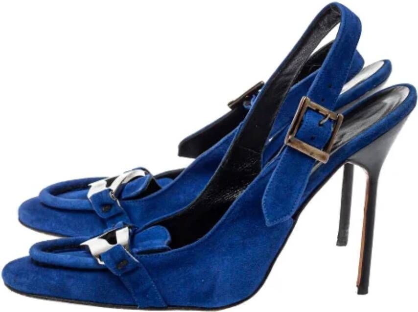 Manolo Blahnik Pre-owned Suede sandals Blue Dames