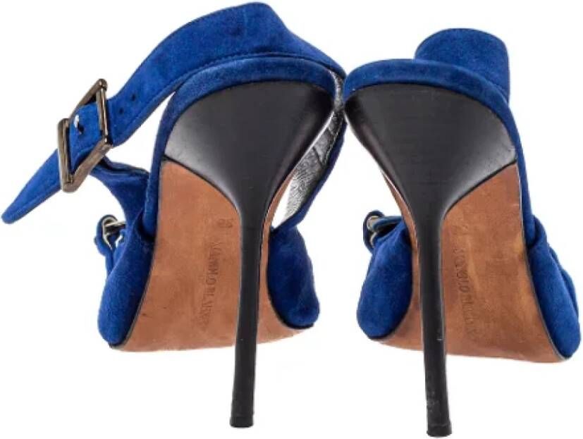 Manolo Blahnik Pre-owned Suede sandals Blue Dames