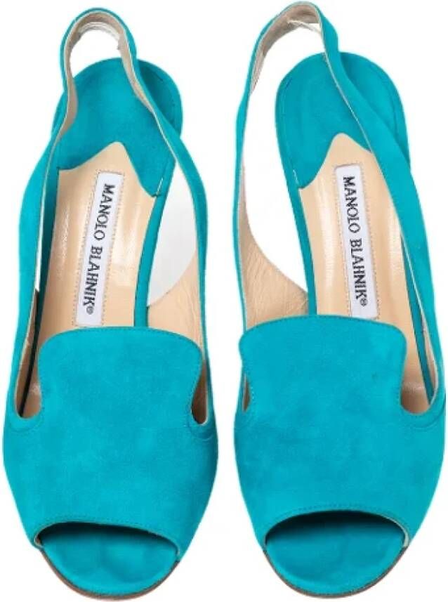 Manolo Blahnik Pre-owned Suede sandals Blue Dames