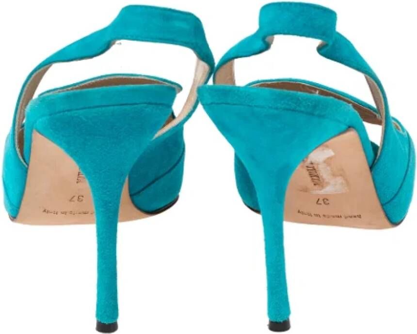 Manolo Blahnik Pre-owned Suede sandals Blue Dames