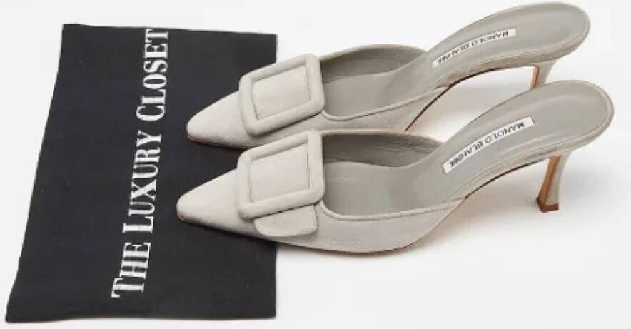 Manolo Blahnik Pre-owned Suede sandals Gray Dames
