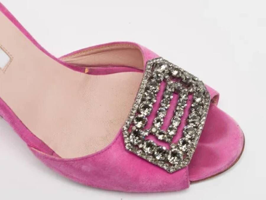 Manolo Blahnik Pre-owned Suede sandals Pink Dames