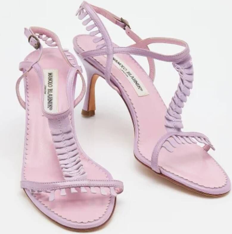 Manolo Blahnik Pre-owned Suede sandals Purple Dames