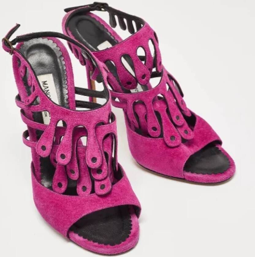 Manolo Blahnik Pre-owned Suede sandals Purple Dames