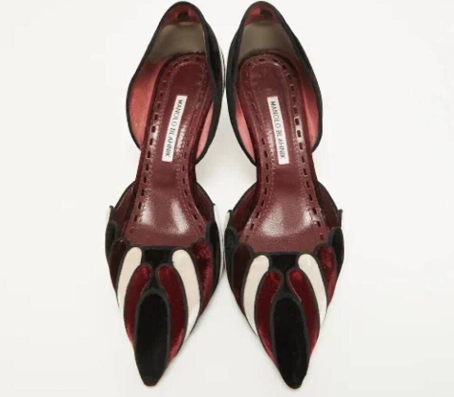 Manolo Blahnik Pre-owned Velvet heels Red Dames