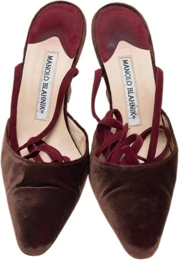 Manolo Blahnik Pre-owned Velvet sandals Red Dames