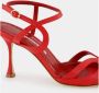 olo Blahnik Rode Leren Enkelband Sandalen - Thumbnail 2