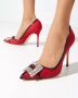 Manolo Blahnik Rode Leren Pumps met Patentdetail Red Dames - Thumbnail 7