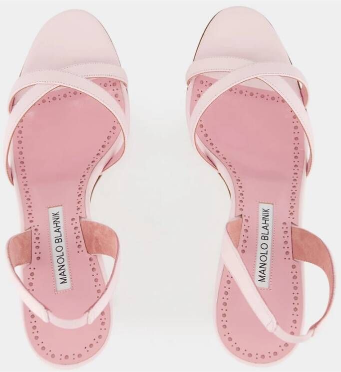 Manolo Blahnik Roze Nappa Sandalen met H-Hak