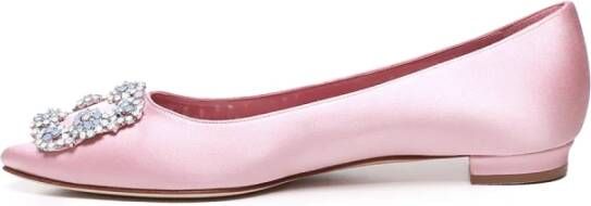 Manolo Blahnik Roze platte schoenen met juweelgesp Pink Dames