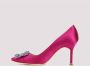 Manolo Blahnik Roze Satijnen Kristal Gesp Pumps Pink Dames - Thumbnail 2