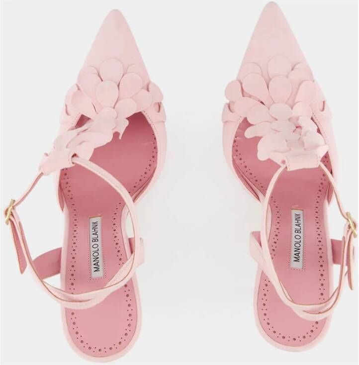 Manolo Blahnik Roze Suède Enkelband Pumps