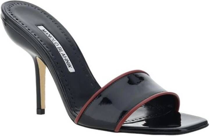 Manolo Blahnik Sandalen met Vierkante Neus en Stiletto Hak Black Dames