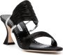 Manolo Blahnik Zwarte Sandalen van Gedrapeerd Satijn met Juwelen Gespen Black Dames - Thumbnail 3