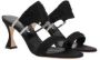 Manolo Blahnik Zwarte Sandalen van Gedrapeerd Satijn met Juwelen Gespen Black Dames - Thumbnail 4