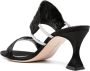 Manolo Blahnik Zwarte Sandalen van Gedrapeerd Satijn met Juwelen Gespen Black Dames - Thumbnail 7