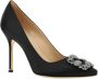 Manolo Blahnik Zwarte Satijnen Pumps met Amandelvormige Neus Black Dames - Thumbnail 8