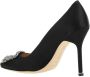 Manolo Blahnik Zwarte Satijnen Pumps met Amandelvormige Neus Black Dames - Thumbnail 9