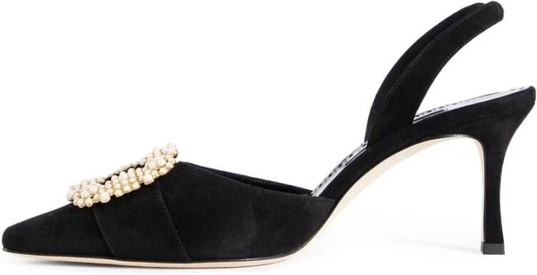 Manolo Blahnik Slingback Pumps met Parelgesp en Stilettohak