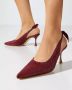 olo Blahnik Stijlvolle Bordeaux Hakken met Strik - Thumbnail 2