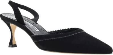 Manolo Blahnik Suede-Effect Pumps met Almond Toe en Slingback Black Dames