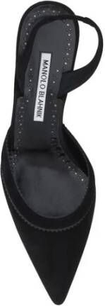 Manolo Blahnik Suede-Effect Pumps met Almond Toe en Slingback Black Dames