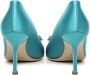 Manolo Blahnik Turquoise Kristal Gesp Satijnen Pumps Blue Dames - Thumbnail 7