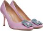 Manolo Blahnik Roze Zijden Satijnen Amandel Teen Pumps Pink Dames - Thumbnail 3