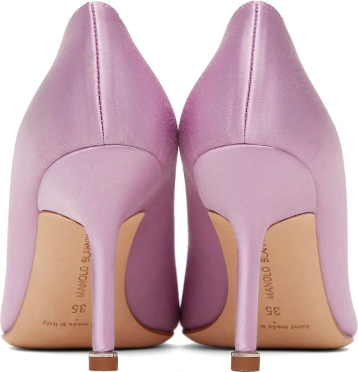 Manolo Blahnik Zijden Satijnen Pumps met 9 cm hak Pink Dames