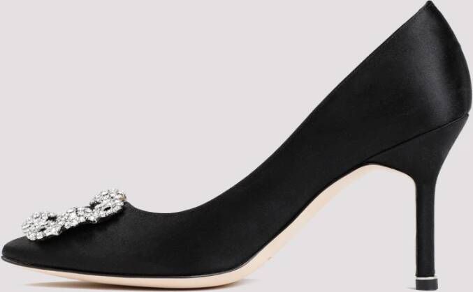 Manolo Blahnik Zwarte Kristal Gesp Pumps Black Dames