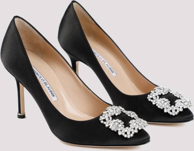 Manolo Blahnik Zwarte Kristal Gesp Pumps Black Dames