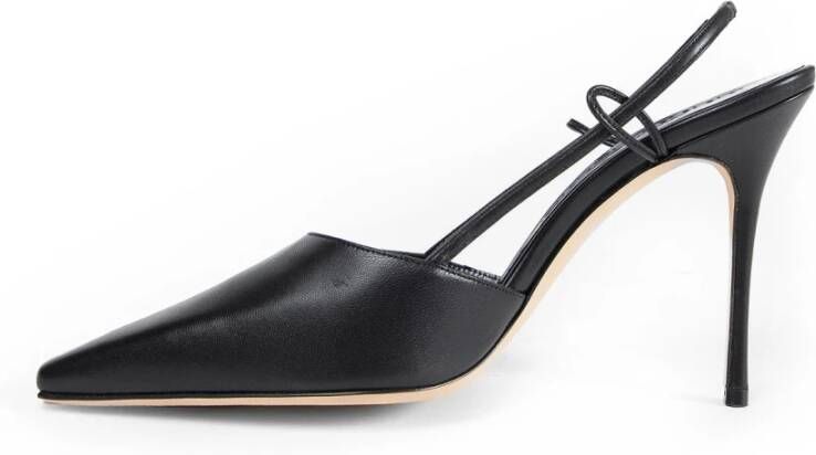 Manolo Blahnik Zwarte leren slingback stiletto hakken