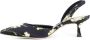 olo Blahnik Zwarte Satijnen Slingback Hakken met Bloem - Thumbnail 2