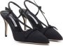 Manolo Blahnik Zwarte Zijden Puntige Mulesandalen Black Dames - Thumbnail 2