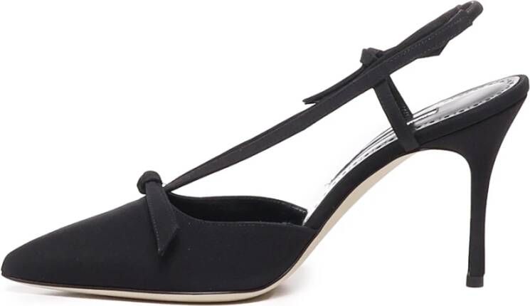 Manolo Blahnik Zwarte Zijden Puntige Mulesandalen Black Dames