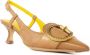 Mara Bini Bruine leren slingback sandalen met goudkleurige gesp Brown Dames - Thumbnail 2