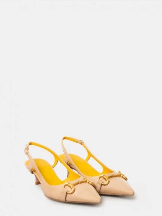 Mara Bini Perzik Leren Slingback Sandaal Beige Dames