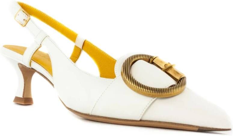 Mara Bini Witte leren slingback sandalen puntig ontwerp White Dames