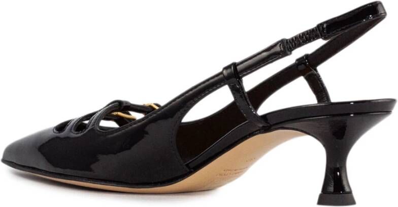 Mara Bini Zwarte Lakleren Slingback Sandalen