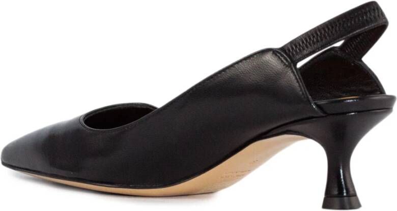 Mara Bini Zwarte leren slingback sandalen puntig ontwerp