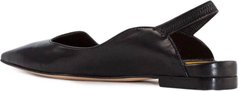 Mara Bini Zwarte leren slingback sandalen puntig ontwerp