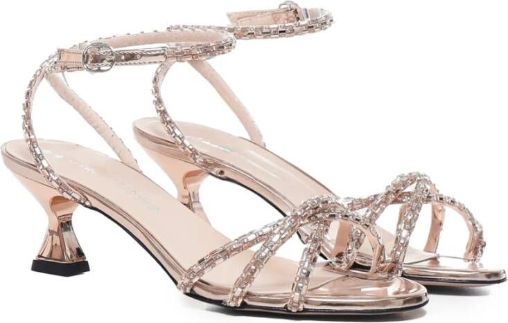 Marc Ellis Gouden Rhinestone Enkelband Sandalen Beige Dames