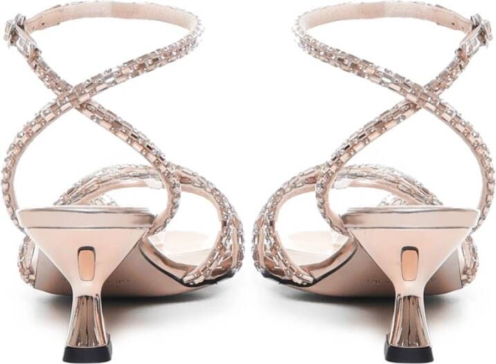 Marc Ellis Gouden Rhinestone Enkelband Sandalen Beige Dames