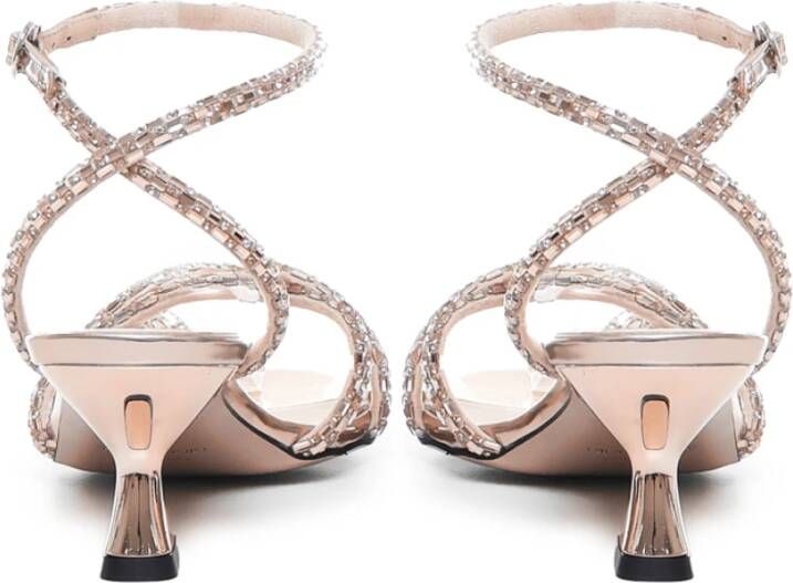 Marc Ellis Gouden Rhinestone Enkelband Sandalen Beige Dames