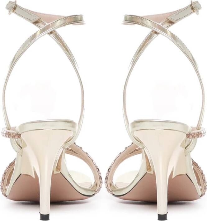 Marc Ellis Gouden Rhinestone Sandalen Hoge Hak Beige Dames